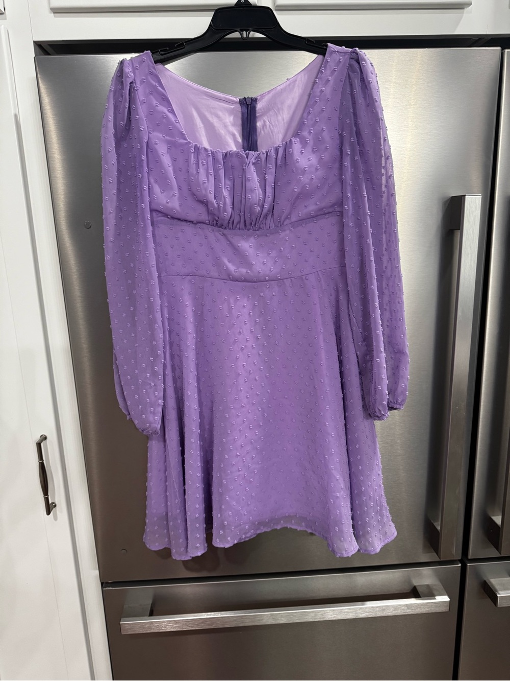 Lavender Swiss Dot Long-Sleeve Kids Dress